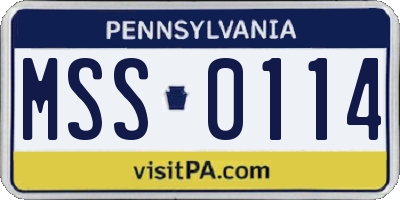 PA license plate MSS0114