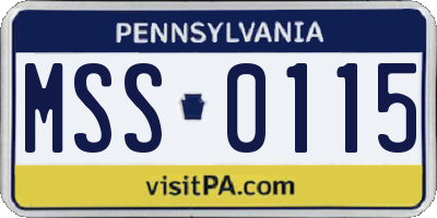 PA license plate MSS0115