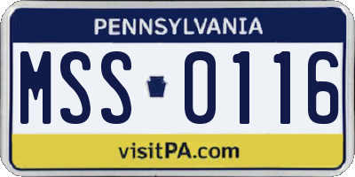 PA license plate MSS0116