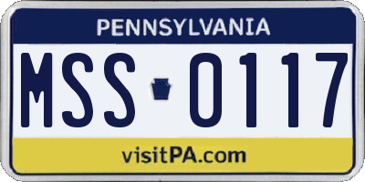 PA license plate MSS0117