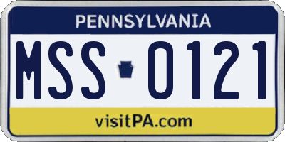 PA license plate MSS0121