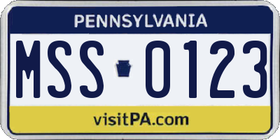 PA license plate MSS0123