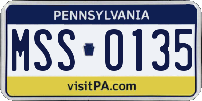 PA license plate MSS0135