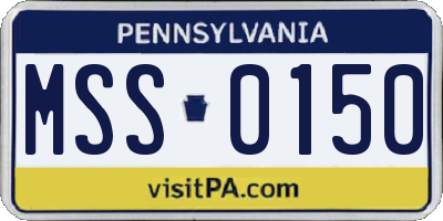 PA license plate MSS0150