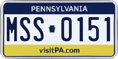 PA license plate MSS0151