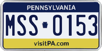 PA license plate MSS0153