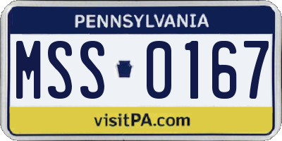 PA license plate MSS0167