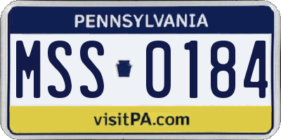 PA license plate MSS0184