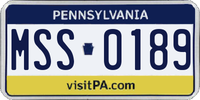 PA license plate MSS0189