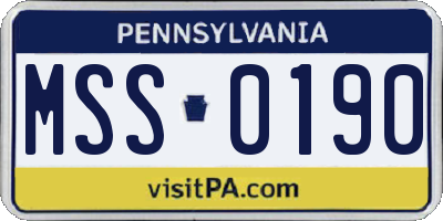 PA license plate MSS0190