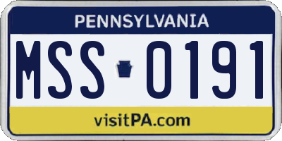 PA license plate MSS0191