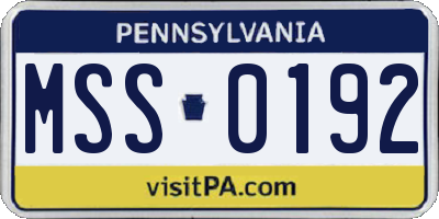 PA license plate MSS0192