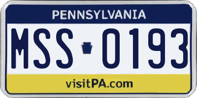 PA license plate MSS0193