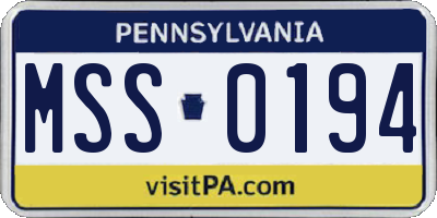 PA license plate MSS0194