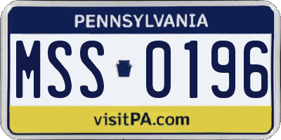 PA license plate MSS0196