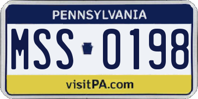 PA license plate MSS0198