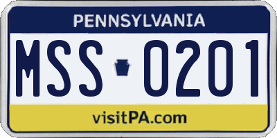 PA license plate MSS0201