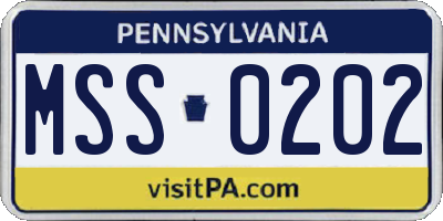 PA license plate MSS0202