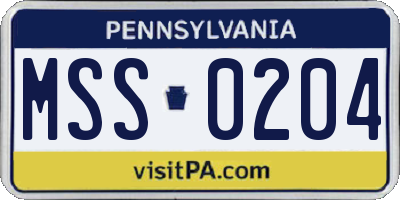 PA license plate MSS0204