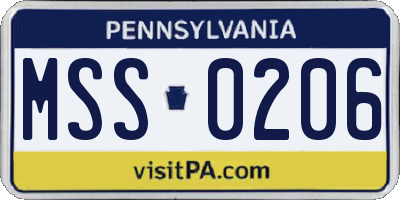 PA license plate MSS0206