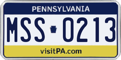 PA license plate MSS0213