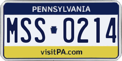 PA license plate MSS0214