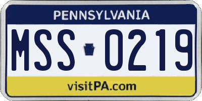 PA license plate MSS0219