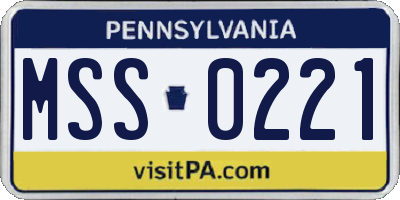 PA license plate MSS0221