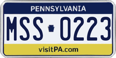 PA license plate MSS0223