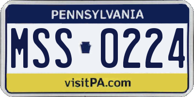PA license plate MSS0224