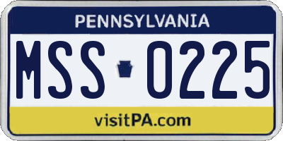 PA license plate MSS0225