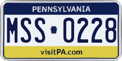 PA license plate MSS0228