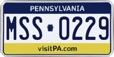 PA license plate MSS0229