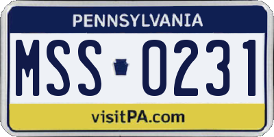 PA license plate MSS0231