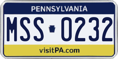 PA license plate MSS0232