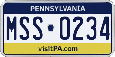 PA license plate MSS0234
