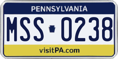 PA license plate MSS0238