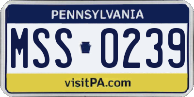 PA license plate MSS0239