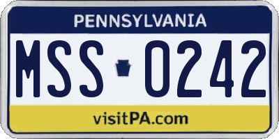 PA license plate MSS0242