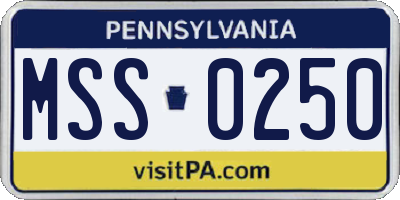 PA license plate MSS0250