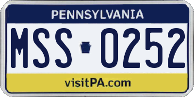 PA license plate MSS0252