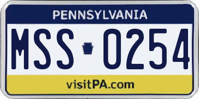 PA license plate MSS0254
