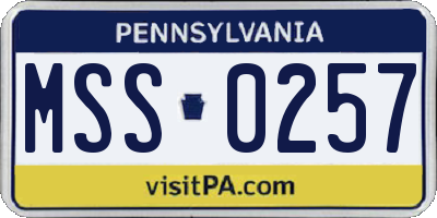 PA license plate MSS0257