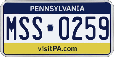 PA license plate MSS0259