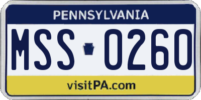 PA license plate MSS0260
