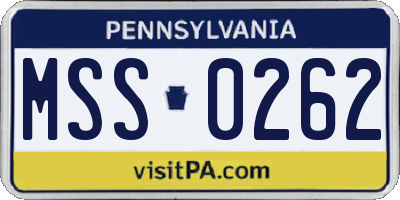 PA license plate MSS0262