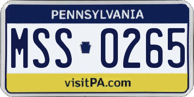 PA license plate MSS0265