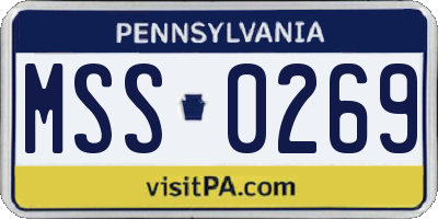 PA license plate MSS0269