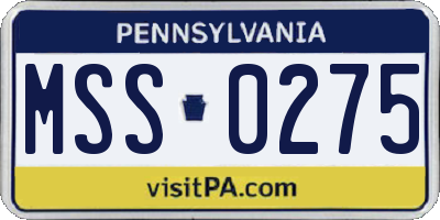 PA license plate MSS0275