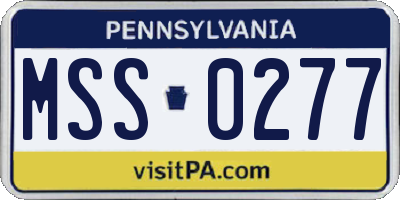 PA license plate MSS0277